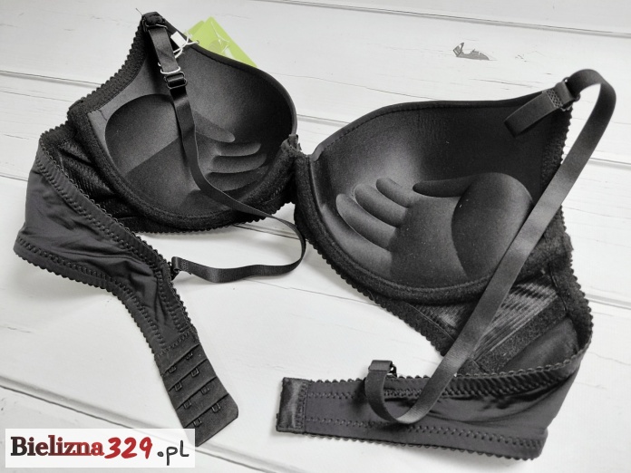 biustonosz gładki czarny push up ręka adama